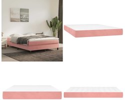 vidaXL Pocketveringmatras 140x220x20 cm fluweel roze - Pocketveringmatras - Pocketveringmatrassen - Matras - Pocketvering Matras