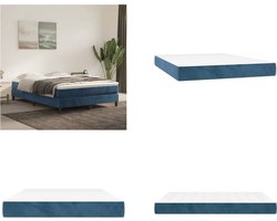 vidaXL - Pocketveringmatras - medium - 140x190x20 - cm - fluweel - donkerblauw