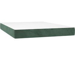 vidaXL - Pocketveringmatras - medium - 140x190x20 - cm - fluweel - donkergroen