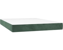 vidaXL - Pocketveringmatras - medium - 140x200x20 - cm - fluweel - donkergroen