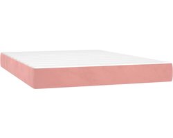 vidaXL - Pocketveringmatras - medium - 140x200x20 - cm - fluweel - roze
