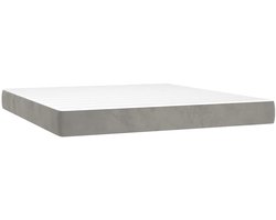 vidaXL - Pocketveringmatras - medium - 160x210x20 - cm - fluweel - lichtgrijs