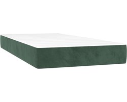 vidaXL - Pocketveringmatras - medium - 90x190x20 - cm - fluweel - donkergroen