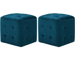 vidaXL - Poef - 2 - st - 30x30x30 - cm - fluweel - blauw