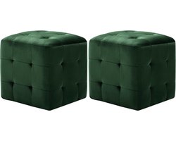 vidaXL - Poef - 2 - st - 30x30x30 - cm - fluweel - groen