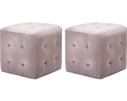 vidaXL - Poef - 2 - st - 30x30x30 - cm - fluweel - roze