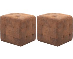 vidaXL - Poef - 2 - st - 30x30x30 - cm - kunstsuède - bruin
