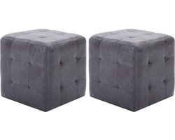 vidaXL - Poef - 2 - st - 30x30x30 - cm - kunstsuède - grijs