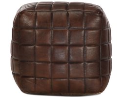 vidaXL Poef - 40x40x40 cm - Echt geitenleer - Donkerbruin Poef - Lederen Poef - Geitenleren Poef - Zitkussen - Salontafel Accessoire