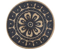 vidaXL Poef - Handgemaakt - Jute - Blauw - 45x30 cm Poef - Zitkussen - Jute Poef - Blauwe Poef - Handgemaakte Poef