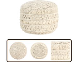 vidaXL Poef Macramé Handgemaakt - 45x30 cm Katoen Macrame Poef - Boho Stoffen Meubels - Vloerzeil - Woonaccessoires - Handmade Furniture