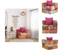 vidaXL Poef - Poefs - Bank - Modulaire Bank - Poef modulair met kussen patchwork stof