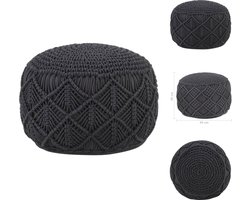 vidaXL Poef - Poefs - Poefen - Handgemaakte Poef - Poef macramé handgemaakt 45x30 cm katoen antraciet