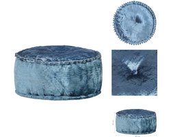 vidaXL Poef - Poefs - Poefen - Voetensteun - Poef rond 40x20 cm fluweel blauw