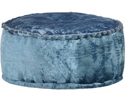 vidaXL - Poef - rond - 40x20 - cm - fluweel - blauw