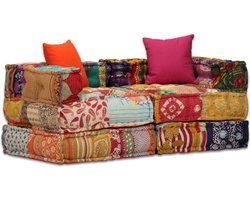 vidaXL - Poef - tweezits - modulair - stof - patchwork