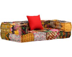 vidaXL - Poef - tweezits - modulair - stof - patchwork