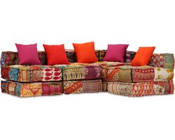 vidaXL - Poef - vierzits - modulair - stof - patchwork