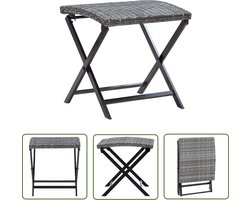vidaXL Poly Rattan Kruk - Inklapbare Kruk - Kruk inklapbaar poly rattan grijs - Buitentuin Meubilair - Tuinset - Lounge Set