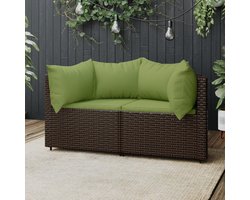 vidaXL Poly Rattan Tuinhoekbanken - Set van 2 Tuinbank - Hoeksofa - Lounge Set - Outdoor Furniture - Patio Set - Balkon Meubels - Kunststof Ratan - Pe Rattan - Brown