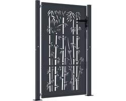 vidaXL - Poort - met - bamboe-ontwerp - 100x125 - cm - staal - antracietkleurig