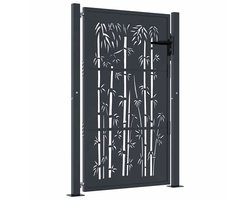 vidaXL - Poort - met - bamboe-ontwerp - 100x150 - cm - staal - antracietkleurig