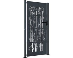 vidaXL - Poort - met - bamboe-ontwerp - 100x175 - cm - staal - antracietkleurig