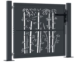 vidaXL - Poort - met - bamboe-ontwerp - 100x75 - cm - staal - antracietkleurig