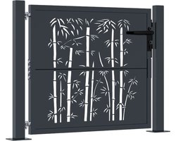 vidaXL - Poort - met - bamboe-ontwerp - 105x80 - cm - staal - antracietkleurig