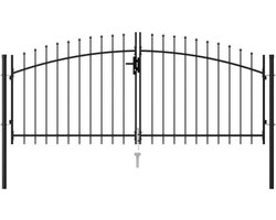vidaXL - Poort - met - puntige - bovenkant - dubbel - 3x1,25 - m - staal - zwart