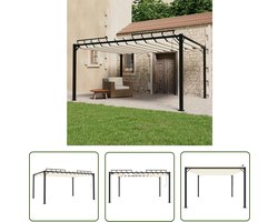 vidaXL Prieel Met Lamellendak - Tuin Prieel - Prieel met lamellendak 3x4 m stof en aluminium crèmekleurig - Tuindecoratie - Lounge Set - Outdoor Furniture