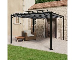 vidaXL Prieel - Tuinhuis - Prieel met lamellendak 3x3 m stof en aluminium antracietkleurig - Veranda - Lounge Set - Outdoor Furniture