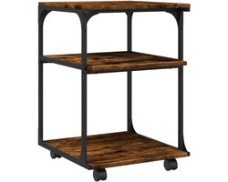 vidaXL Printer Cabinet 3 Layer 43x48x64cm Carved Wood Smoked Oak, Desk Organizer, Printer Cabinet, Printer Stand, Desk Organiser