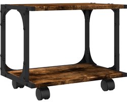 vidaXL - Printerkastje - 2-laags - 41x28x33,5 - cm - bewerkt - hout - gerookt - eiken