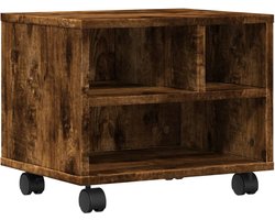 vidaXL - Printerkastje - met - wielen - 41x32x34,5 - cm - gerookt - eikenkleurig