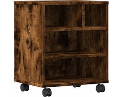 vidaXL - Printerkastje - met - wielen - 41x32x48 - cm - gerookt - eikenkleurig
