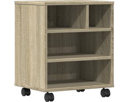vidaXL - Printerkastje - met - wielen - 41x32x48 - cm - sonoma - eikenkleurig