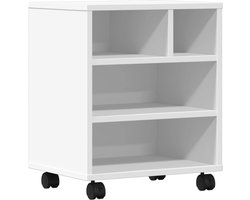 vidaXL - Printerkastje - met - wielen - 41x32x48 - cm - wit