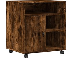 vidaXL - Printerkastje - met - wielen - 60x50x67 - cm - gerookt - eikenkleurig