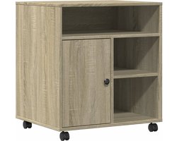 vidaXL - Printerkastje - met - wielen - 60x50x67 - cm - sonoma - eikenkleurig