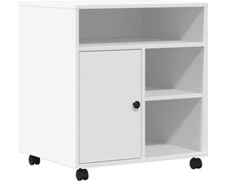 vidaXL - Printerkastje - met - wielen - 60x50x67 - cm - wit