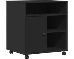 vidaXL - Printerkastje - met - wielen - 60x50x67 - cm - zwart