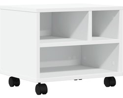 vidaXL Printerkastje - Wit - 41x32x34,5 cm - Met wielen Printer Standaard - Printer Tafel - Werkstation Organizer - Houten Printer Stand - Opbergruimte Printer