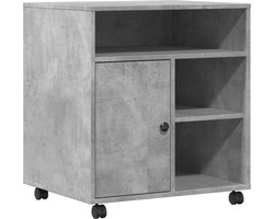 vidaXL Printermeubel - Printerkast - Printerkastje met wielen 60x50x67 cm betongrijs - Bureauaccessoires - Houten Kast - Grijze Kast