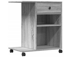 vidaXL Printerwagen - Printerkast - Printerkastje met wielen 60x40x68,5 cm grijs sonoma eikenkleur - Bureau Kast - Houten Kast - Grijze Kast