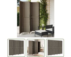 vidaXL Privacy Scherm - Kamerscherm - Kamerscherm 5 panelen poly rattan grijs - Scheidingswand - Poly Rattan - Grijze Kamerdecoratie