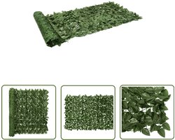 vidaXL Privacy Screen - Balkonscherm - Balkonscherm met donkergroene bladeren 200x100 cm - Buitenschutting - Balkondecoratie - Groen Scherm