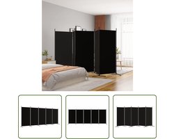 vidaXL Privacy Screen - Kamerscherm - Kamerscherm met 5 panelen 433x180 cm stof zwart - Wandafscheider - Meubilair - Decoratie