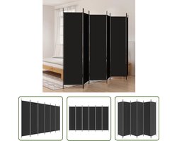vidaXL Privacy Screen - Kamerscherm - Kamerscherm met 6 panelen 300x200 cm stof zwart - Wandafscheider - Zwarte Schermen - Design Meubels