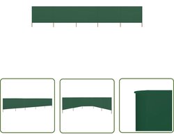 vidaXL Privacy Screen - Windscherm - Windscherm 5-panelen 600x120 cm stof groen - Buitenschildering - Balkondecoratie - Tuinaccessoires